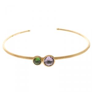 Marco Bicego Jaipur Mixed Gemstone18k Yellow Gold Slim Open Cuff Bracelet
