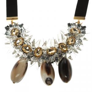 Marni Crystal, Horn and Resin Embellished Statement Necklace