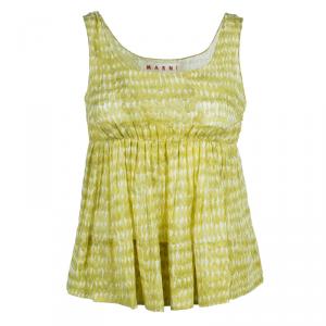 Pre Owned Marni Yellow Cotton Printed Sleeveless Top S
