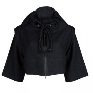 Marni Black Basket Weave Cord Detail Zip Front Cropped Jacket M 