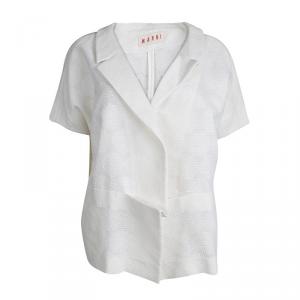 Marni Cream Textured Short Sleeve Open Front Jacket M