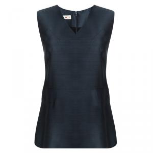 Pre Owned Marni Blue Paneled V-Neck Sleeveless Blouse M