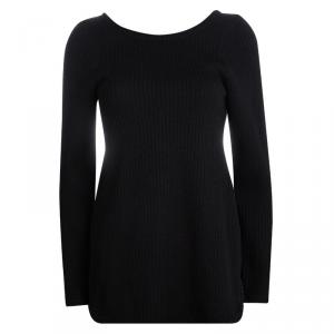 Marni Black Wool Open Back Ribbed Knit Sweater S