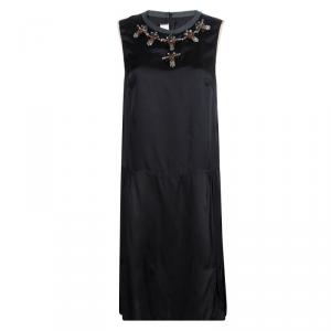 Pre Owned Marni Winter Edition Black Embellished Sleeveless Dress M