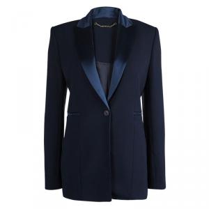 Matthew Williamson Navy Blue Crepe Satin Panel Blazer M