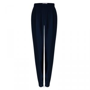 Matthew Williamson Navy Blue Silk Loose Fit Pants L