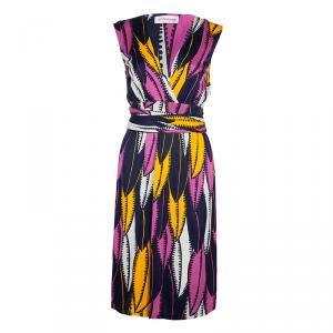 Matthew Williamson Multicolor Print Waist Tie Detail Sleeveless Dress M