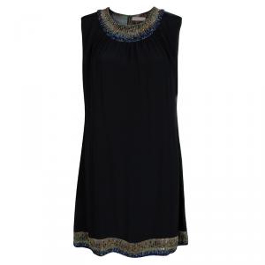 Matthew Williamson Black Silk Embellished Sleeveless Dress L