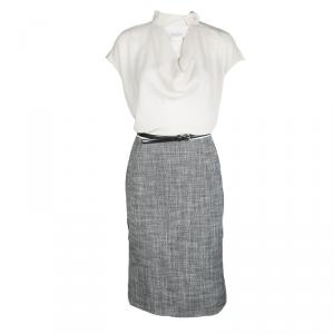 Max Mara Colorblock Cowl Neck Cap Sleeve Belted Dress M