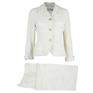 Max Mara Beige Textured Pant Suit S