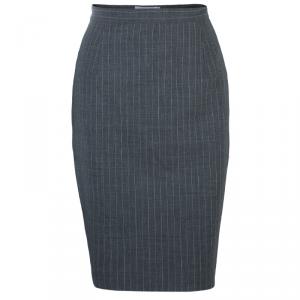 Pre Owned Max Mara Grey Pinstripe Pencil Skirt S