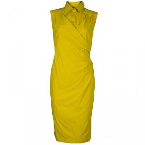 Pre Owned Max Mara Yellow Pleated Dress M