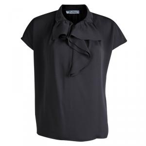Pre Owned Max Mara Dark Grey Ruffle Detail Top L