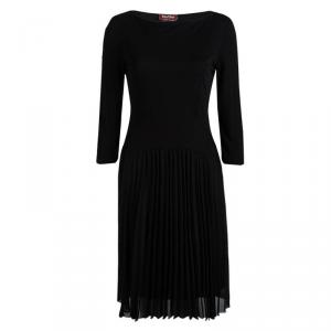 Pre Owned Max Mara Studio Black Long Sleeve Plisse Bottom Dress M