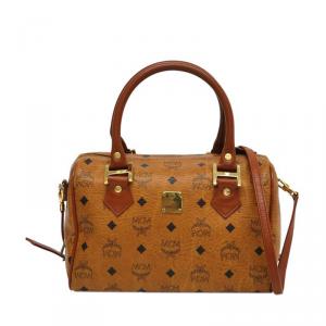 MCM  Brown Conyac Visetos Boston Bag 