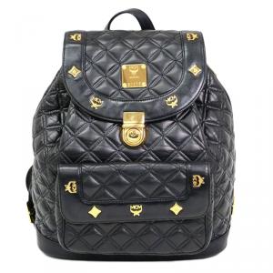 Pre Owned MCM Black Quilted Leather Stark Backpack