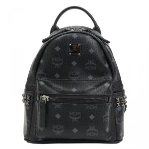 MCM Black Visetos Coated Canvas Small Stark Backpack