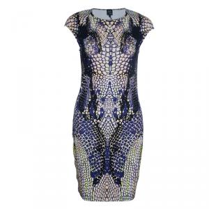 Pre Owned McQ By Alexander McQueen Crocodile Cap Sleeve Dress M