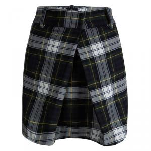 Pre Owned McQ By Alexander McQueen Green Wool Tartan Plaid Inverted Pleat Rupert Skirt M
