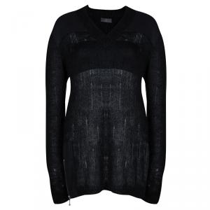 McQ By Alexander McQueen Black Wool V-Neck Sweater L