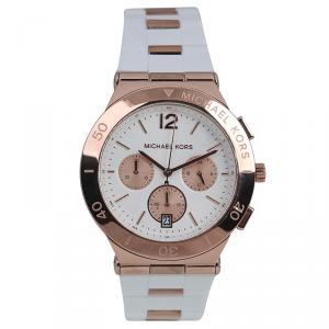 Pre Owned Michael Kors White Gold-Plated Stainless Steel Wyatt MK5935 Unisex Wristwatch 40MM