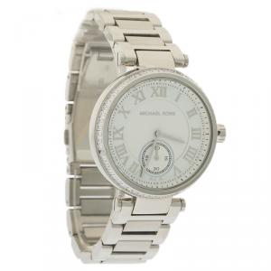 Pre Owned Michael Kors White Stainless Steel Skylar MK5866 Women's Wristwatch 40 MM