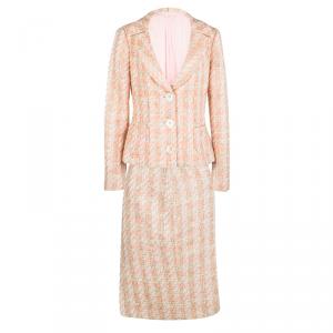 Michael Kors Pink Tweed Sequin Embellished Skirt Suit L