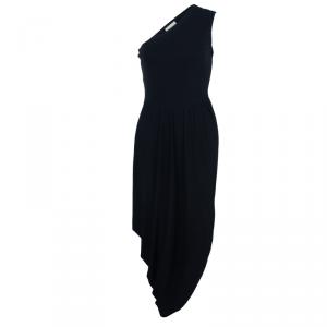 فستان ماكسي مايكل كورس قماش كريب كتف واحد أسود S