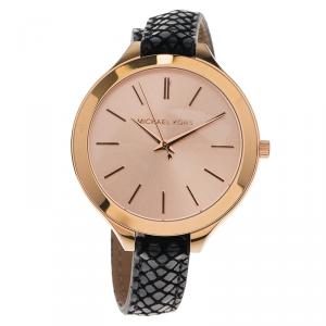 Michael Kors Champagne Gold-Plated Stainless Steel Slim Runway Women's Wristwatch 40MM