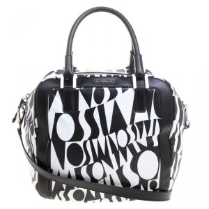 Missoni Black and White Leather Logo Print Tote