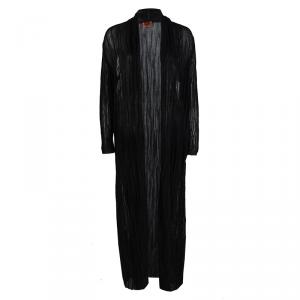 Pre Owned Missoni Black Ribbed Knit Open Front Long Shrug M