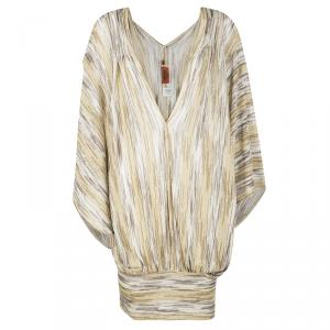 Pre Owned Missoni Mare Beige Lurex Knit Kaftan Style Top M