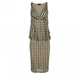 Missoni Multicolor Printed Knit Tie Detail Top and Skirt Set S