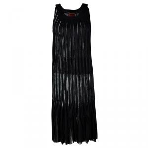 Pre Owned Missoni Monochrome Knit Fringe Detail Sleeveless Dress S