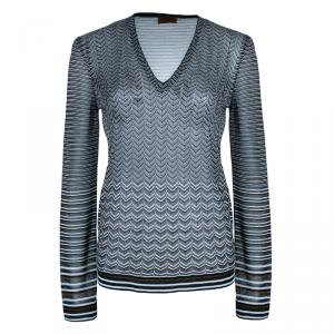 Pre Owned Missoni Multicolor Zig-Zag Long Sleeve Top M