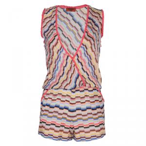 Missoni Multicolor Knit Ruffle Trim Overlap Detail Romper S
