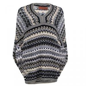 Pre Owned Missoni Multicolor Lurex Knit Wool Poncho M