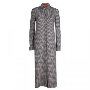 Pre Owned Missoni Multicolor Zig Zag Wool Button Down Full Length Cardigan S