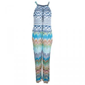 Missoni Mare Multicolor Knit Wave Pattern Sleeveless Sheer Jumpsuit M