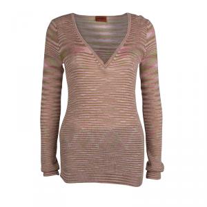 Pre Owned Missoni Multicolor Striped Cashmere V-Neck Sweater S