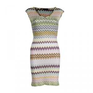 Pre Owned Missoni Multicolor Knit Chevron Pattern Sleeveless Dress S