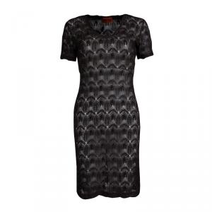 Pre Owned Missoni Black Perforated Lurex Knit Sheer Dress S