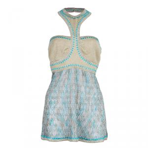 Pre Owned Missoni Gold Knit Halterneck Top L