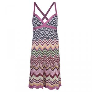 Pre Owned Missoni Multicolor Crochet Knit Dress M