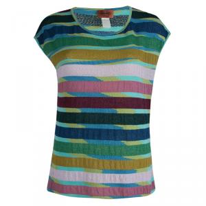 Pre Owned Missoni Multicolor Striped Knit Sleeveless Top L