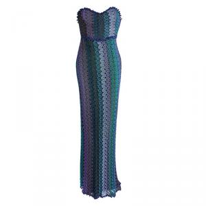 Missoni Multicolor Lurex Knit Strapless Maxi Dress S