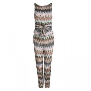 Missoni Mare Multicolor Perforated Knit Waist Tie Detail Cross Back Jumpsuit S