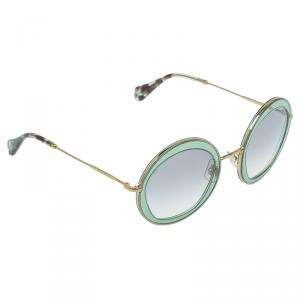 Miu Miu Green and Gold SMU 50Q Round Sunglasses