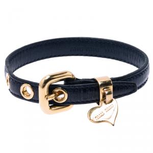 Miu Miu Blue Leather and Heart Charm Bracelet