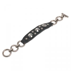 Miu Miu Crystal Studded Leather Chain Bracelet